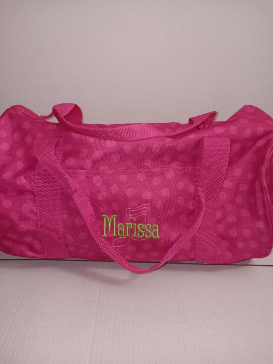thirty-one Handbags - THIRTY ONE MARISSA MUSIC NOTE PINK POLKA DOT DUFFEL TRAVEL BAG